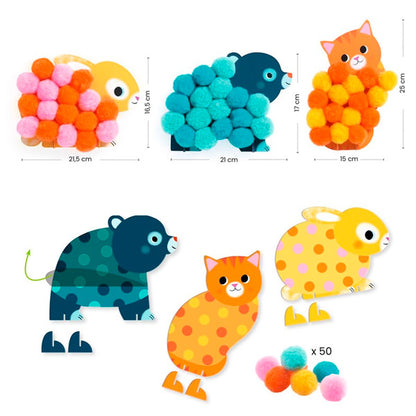 Collage De Pompones Animales Y Círculos Djeco