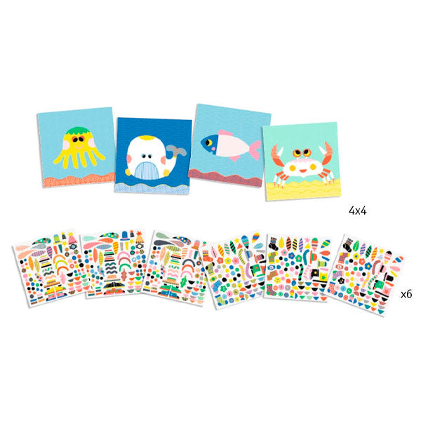 Crear Con Pegatinas Animales Marinos Djeco