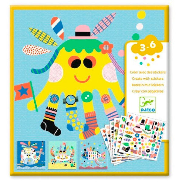 Crear Con Pegatinas Animales Marinos Djeco