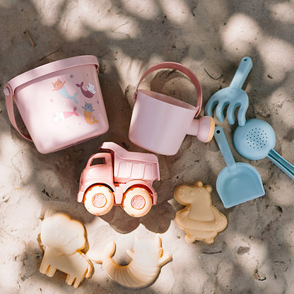 Cubo y Juguetes de Playa Gatos Sirena