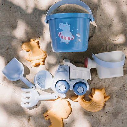 Cubo y Juguetes de Playa Hippos