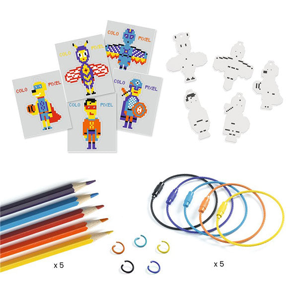 DIY Llaveros Héroes de Pixel Art Djeco