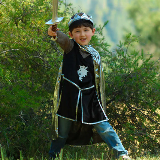 Disfraz Capa Caballero Plateado Corona 7-8 Años Great Pretenders