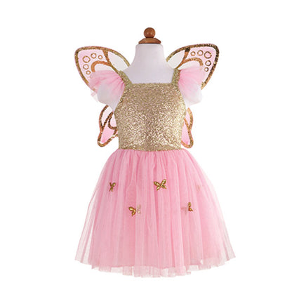 Disfraz Vestido Mariposa Dorada Con Alas 5-7 Años Great Pretenders