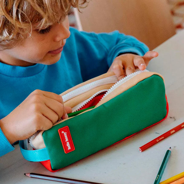 Estuche Escolar Doble Hello Hossy Mini Green Lake