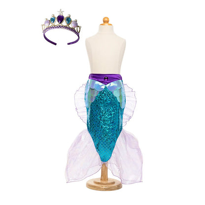 Falda Brillante De Sirena Con Diadema Azul Lila 5 a 6 años Great Pretenders