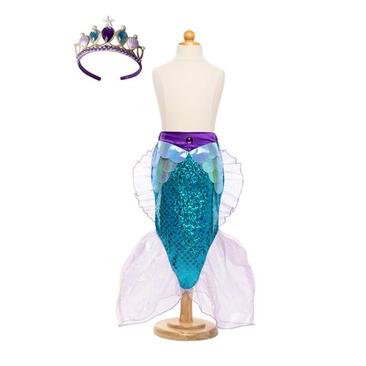 Falda Brillante De Sirena Con Diadema Azul Lila 5 a 6 años Great Pretenders
