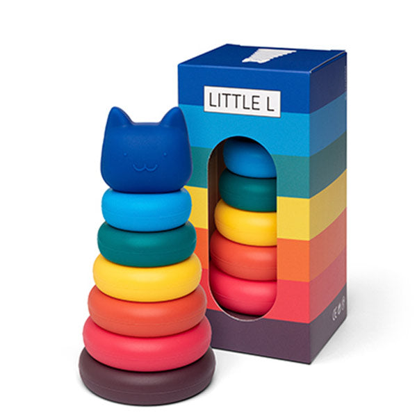 Juego Apilar Silicona Gato Colores Claros Little L