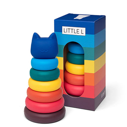 Juego Apilar Silicona Gato Colores Claros Little L