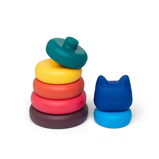 Juego Apilar Silicona Gato Colores Claros Little L