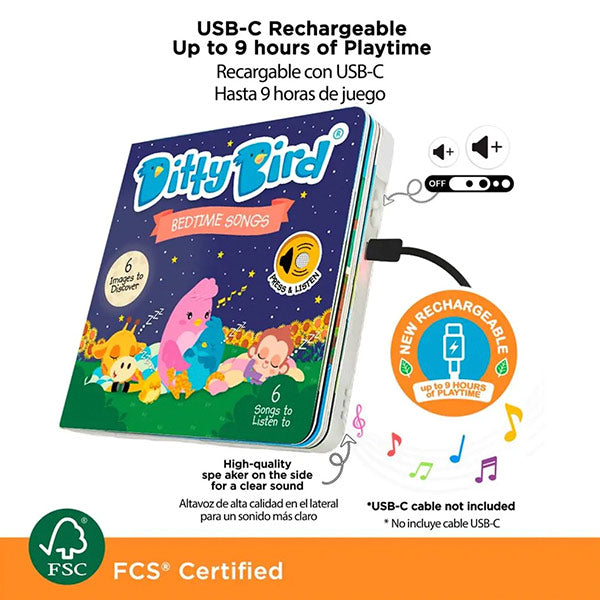 Libro Sonidos Recargable Ditty Bird Bedtime Songs