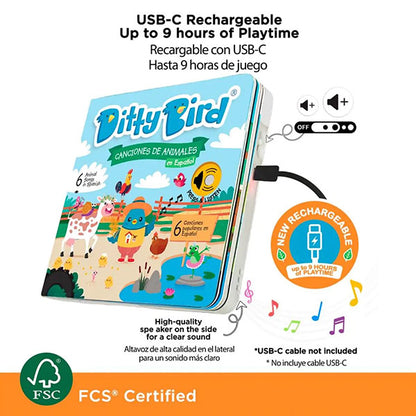 Libro Sonidos Recargable Ditty Bird Canciones Animales