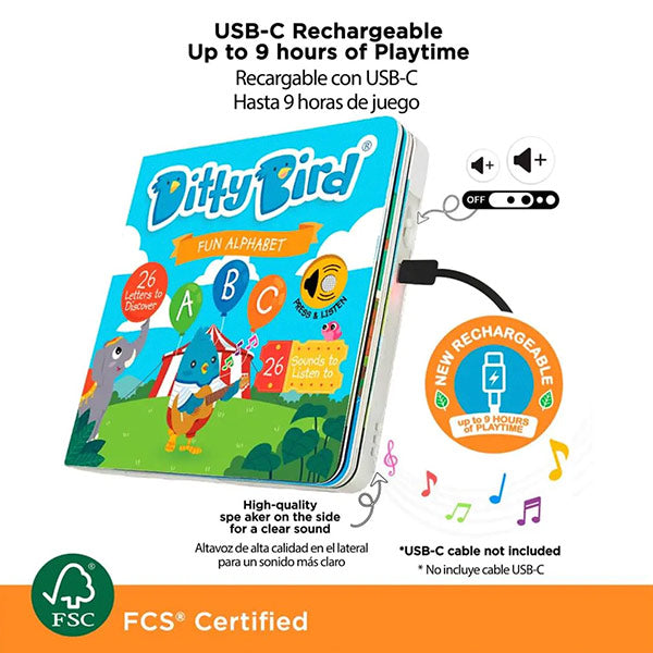 Libro Sonidos Recargable Ditty Bird Fun Alphabet
