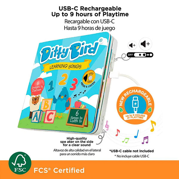 Libro Sonidos Recargable Ditty Bird Learning Songs