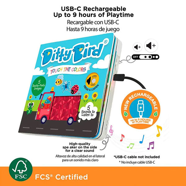 Libro Sonidos Recargable Ditty Bird Touch Colours