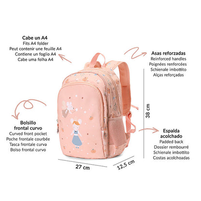Mochila Mediana Mouse Fairies + Llavero Tutete