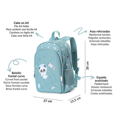 Mochila Mediana Pandas in Space + Llavero Tutete