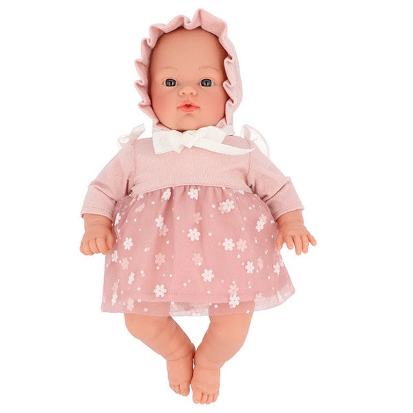 Muñeco Helena con Vestido Flores Rosa 36 cm Monnëka