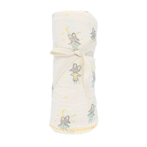 Muselina Crudo Y Amarillo Ratones Petites Souris 120x120 cm