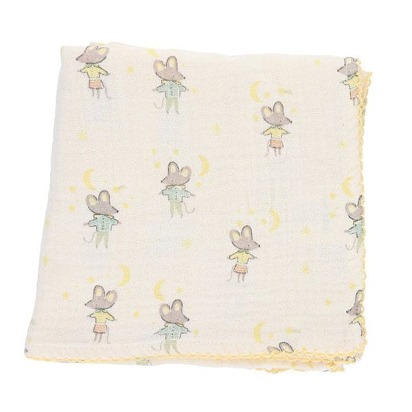 Muselina Crudo Y Amarillo Ratones Petites Souris 70x70 cm
