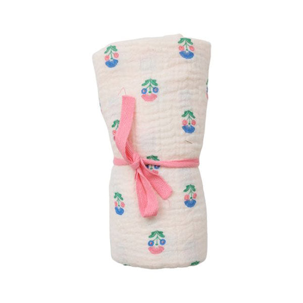 Muselina Floral Azul Y Rosa Joli Paon 70x70 cm