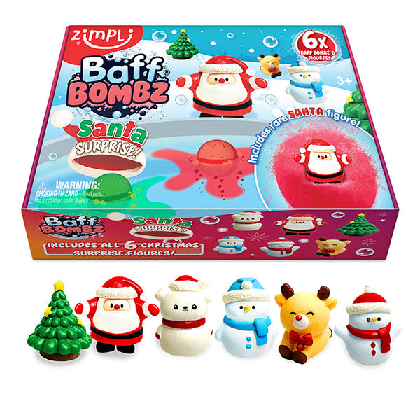 Pack 6 Bombas Baño Sorpresa Papa Noel Zimpli