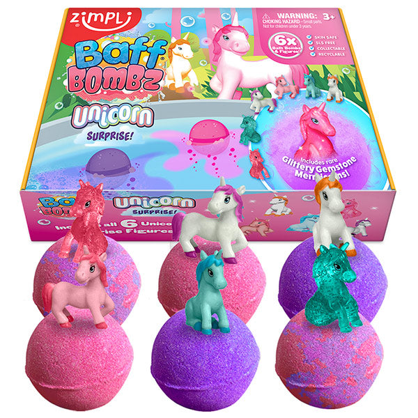 Pack 6 Bombas Baño Sorpresa Unicornios Zimpli