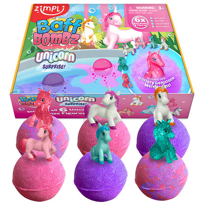 Pack 6 Bombas Baño Sorpresa Unicornios Zimpli