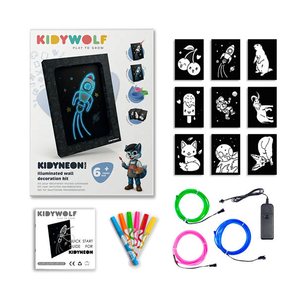 Pack Decoración Pared Iluminada KidyNeon Azul Kidywolf