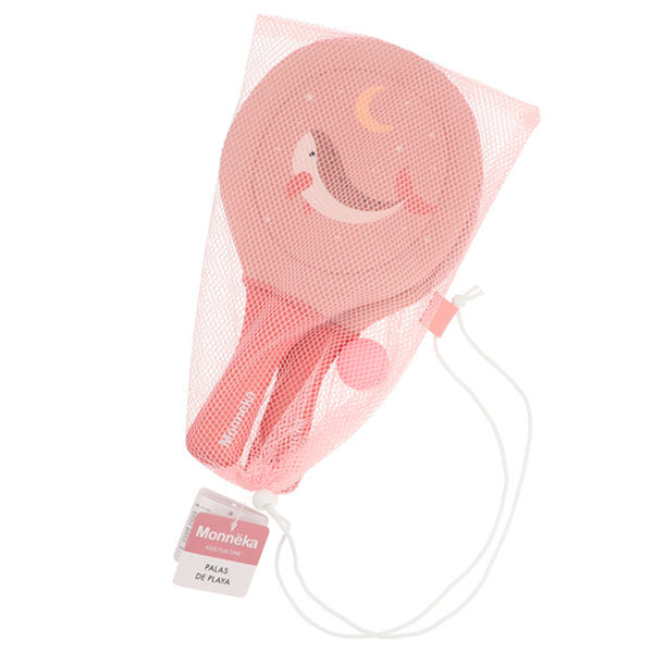 Palas Playa Neopreno Whale Pink con Pelota Monneka