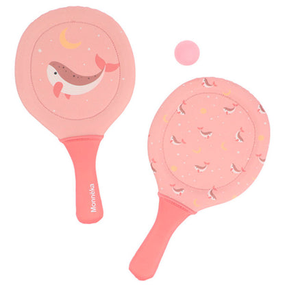 Palas Playa Neopreno Whale Pink con Pelota Monneka