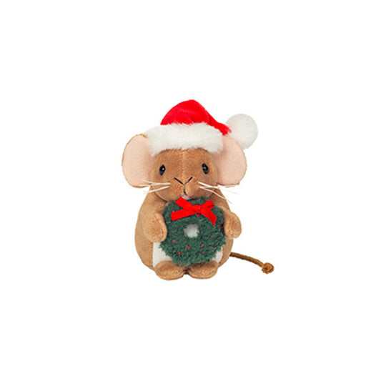 Peluche Ratón Navideño Con Corona Navidad 11 cm