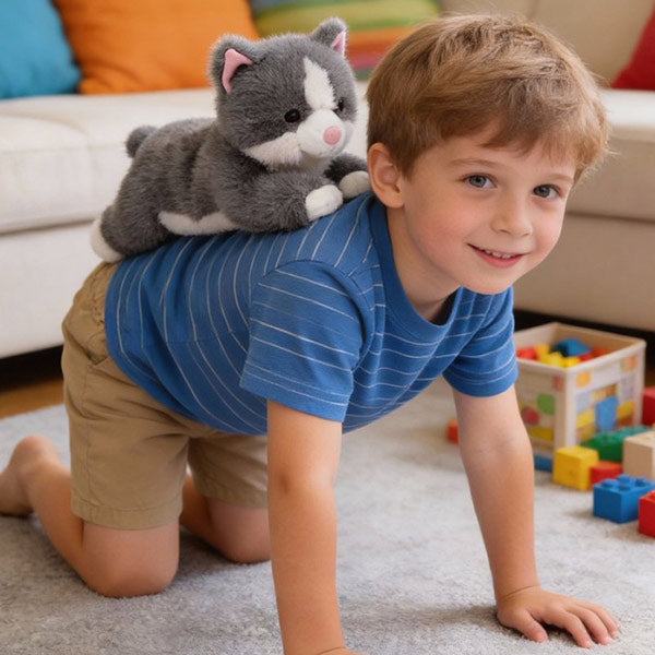 Peluche Tu Amigo Misty El Gato Gris Tumbado