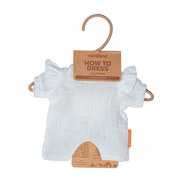 Pijama Blanco Gorro Ropa Muñecos 21 cm Miniland