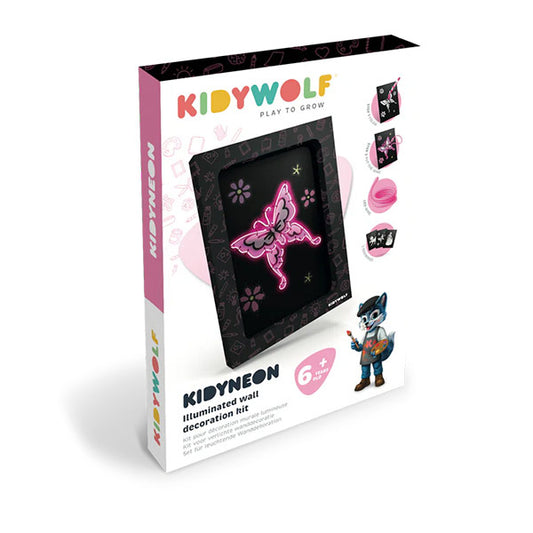 Kit Decoración Pared Iluminada KidyNeon Rosa Kidywolf
