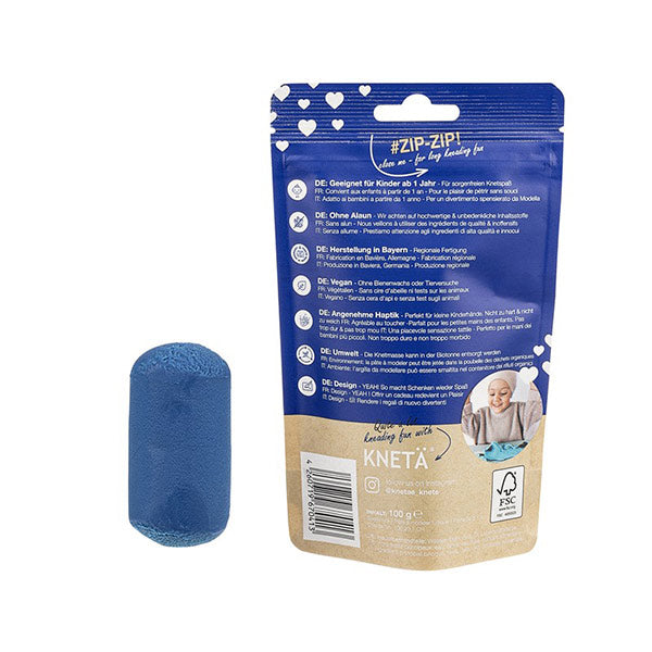 Plastilina Vegana Kneta Azul 100g Bolsa Cierre Zip