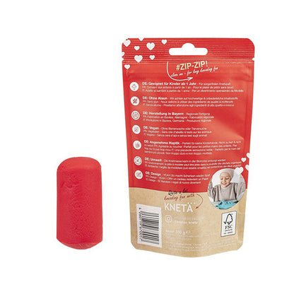 Plastilina Vegana Kneta Rojo 100g Bolsa Cierre Zip