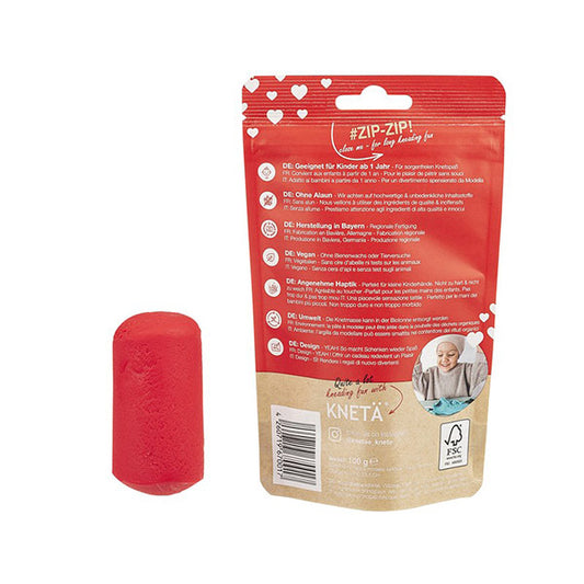 Plastilina Vegana Kneta Rojo 100g Bolsa Cierre Zip