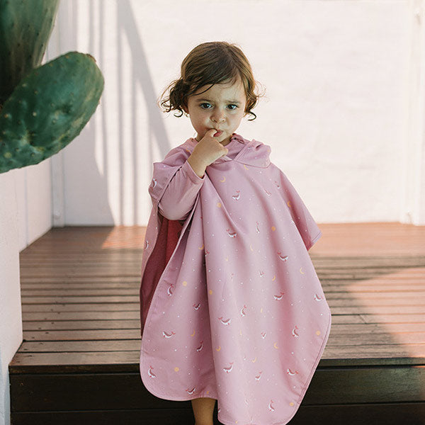 Poncho de Playa Infantil Secado Rápido Whale Pink Monneka