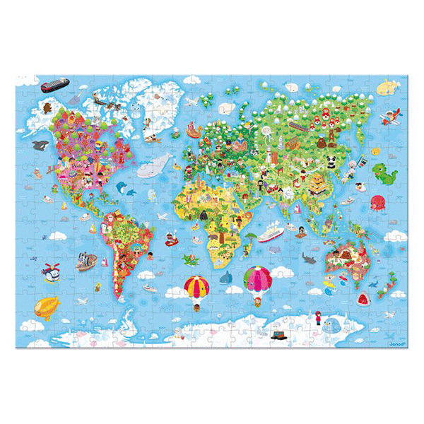 Puzle Gigante Atlas Mundial Janod 300 Piezas +7 años