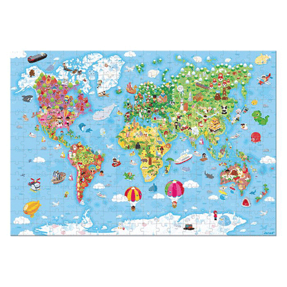 Puzle Gigante Atlas Mundial Janod 300 Piezas +7 años