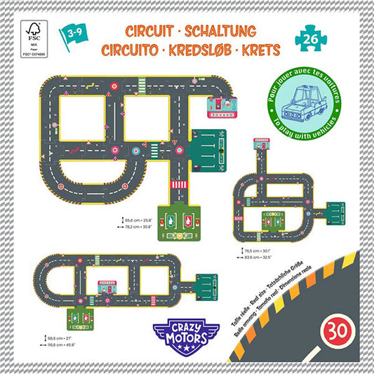 Puzzle Circuito Ciudad Crazy Motors Gigante 26 Piezas