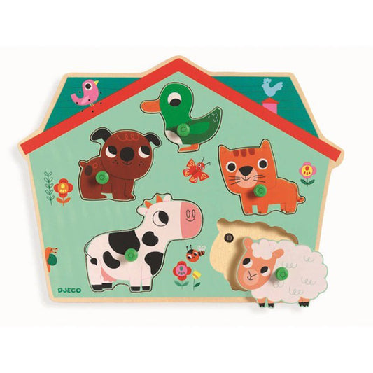 Puzzle Encajable Ouaf Woof Musical Djeco