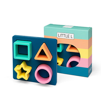 Puzzle Encajable Geométrico Colores Pastel Little L Silicona
