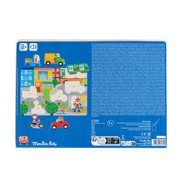 Puzzle Sonoro Ciudad Madera Popipop Moulin Roty