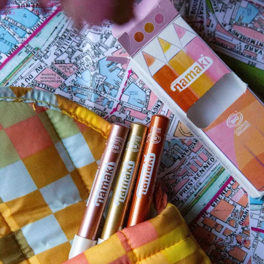 Set 3 Lápices Maquillaje Orgánico Namaki Purpurina Cálidos