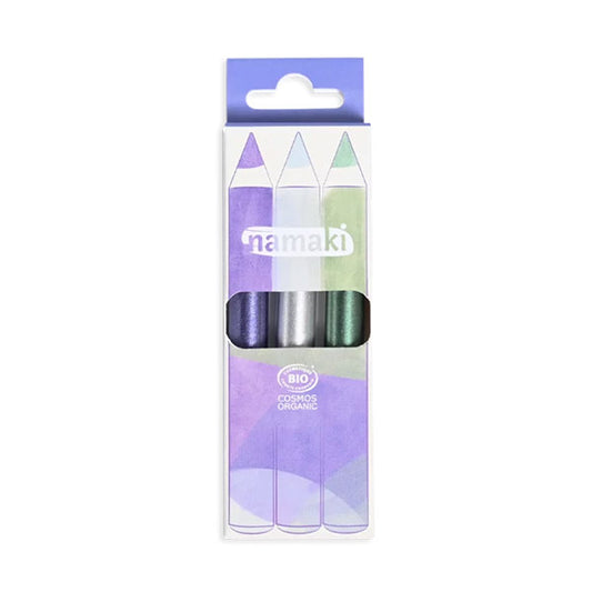 Set 3 Lápices Maquillaje Orgánico Namaki Purpurina Fríos
