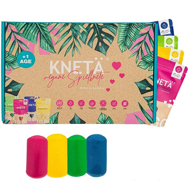 Set 4 Colores Plastilina Vegana Kneta 4x100g Bolsa Cierre Zip