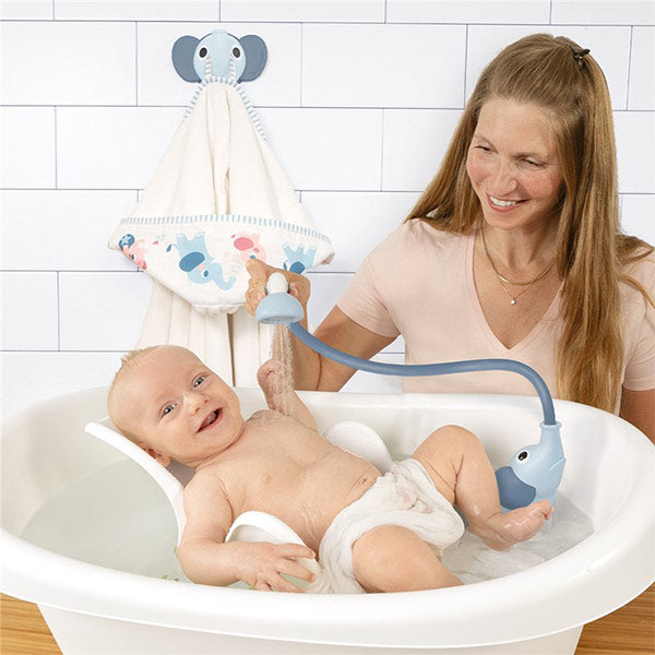 Set Baño Ducha Elefante Y Capa Azul Yookidoo
