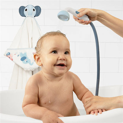 Set Baño Ducha Elefante Y Capa Azul Yookidoo